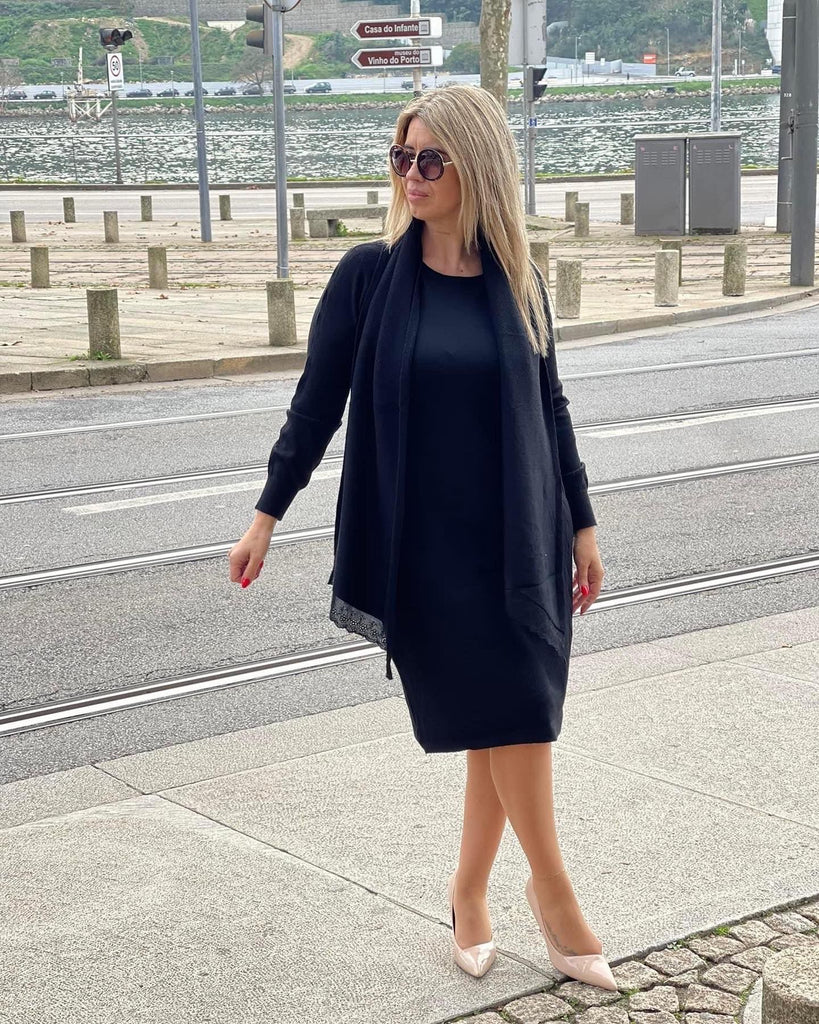 Vestido malha e cachecol m a xxl